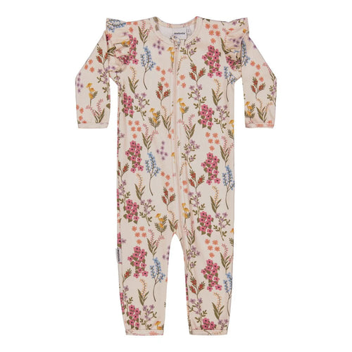 PERFECT DAY RIB FRILLA PLAYSUIT - CREAMY
