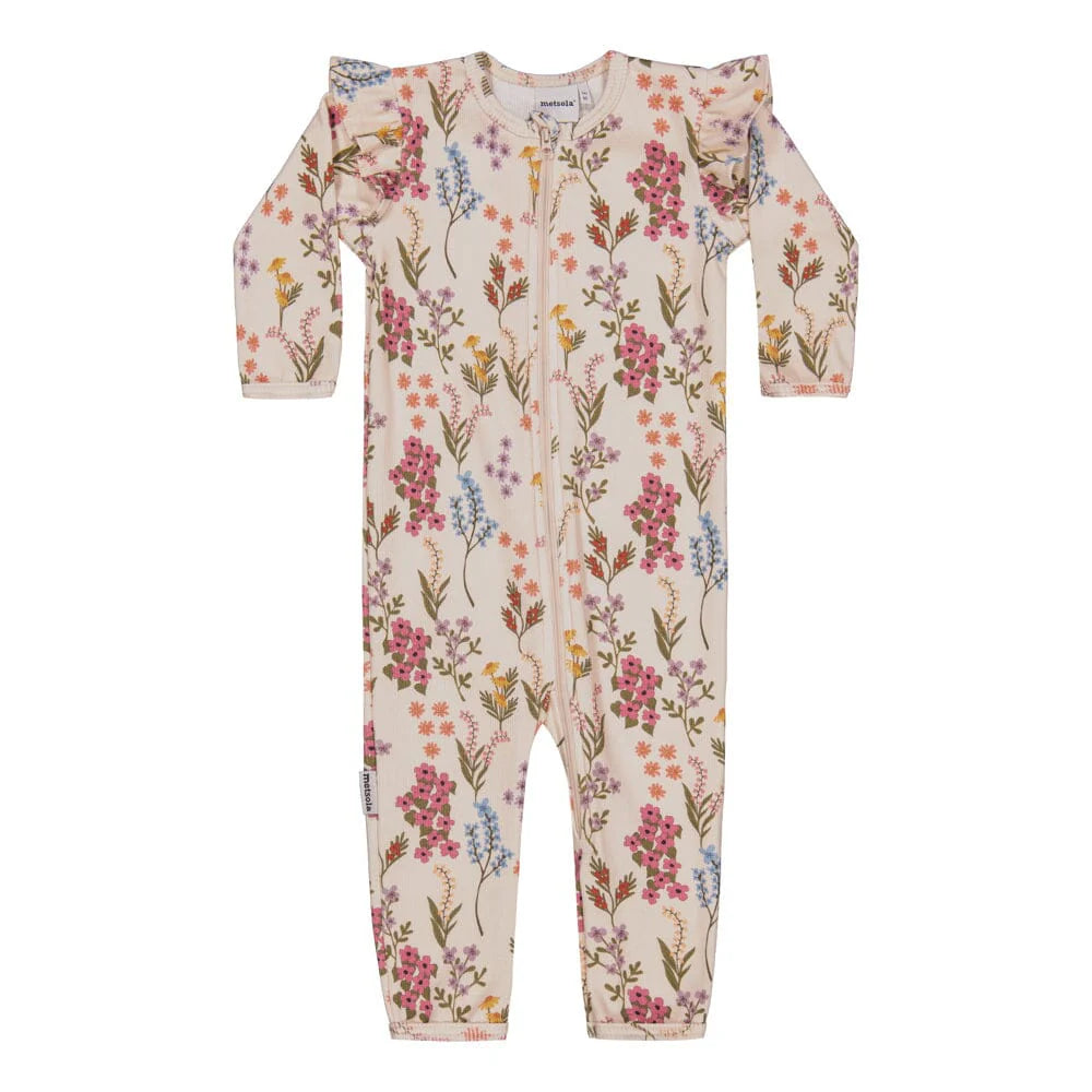 PERFECT DAY RIB FRILLA PLAYSUIT - CREAMY
