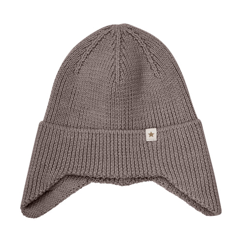 Hat Wool Knit Windstop - Brown Melagne