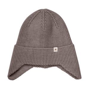 Hat Wool Knit Windstop - Brown Melagne