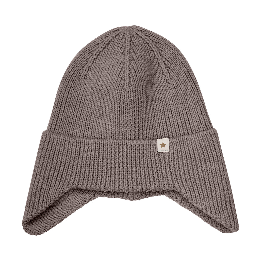 Hat Wool Knit Windstop - Brown Melagne