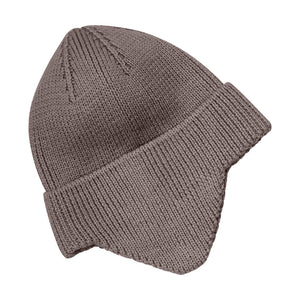 Hat Wool Knit Windstop - Brown Melagne